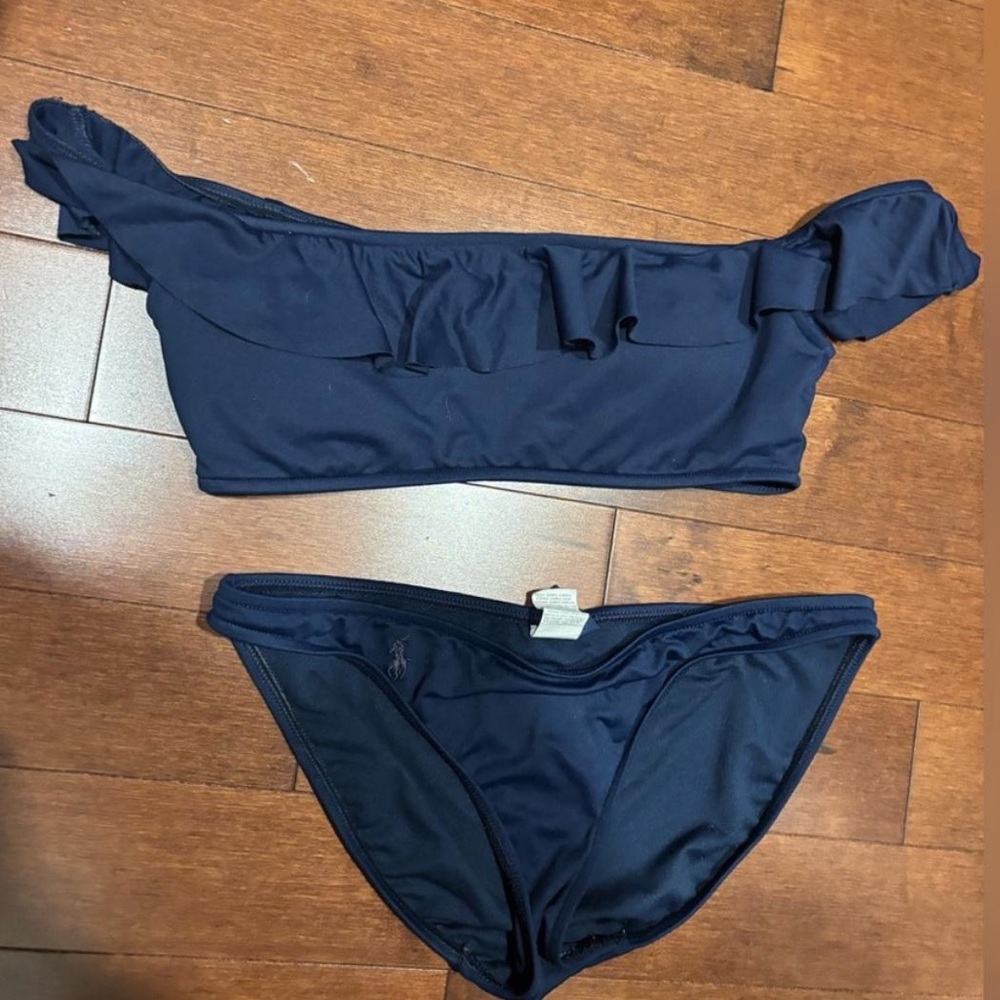 Polo Ralph Lauren Navy Blue Women's Ruffle Bikini Two Piece Swimwear